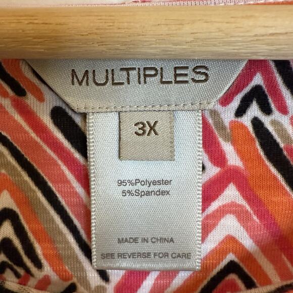 Multiples Top 3X Women Mix Print Geometric Lagenlook Artsy Comfort Stretch NWT - Picture 2 of 7